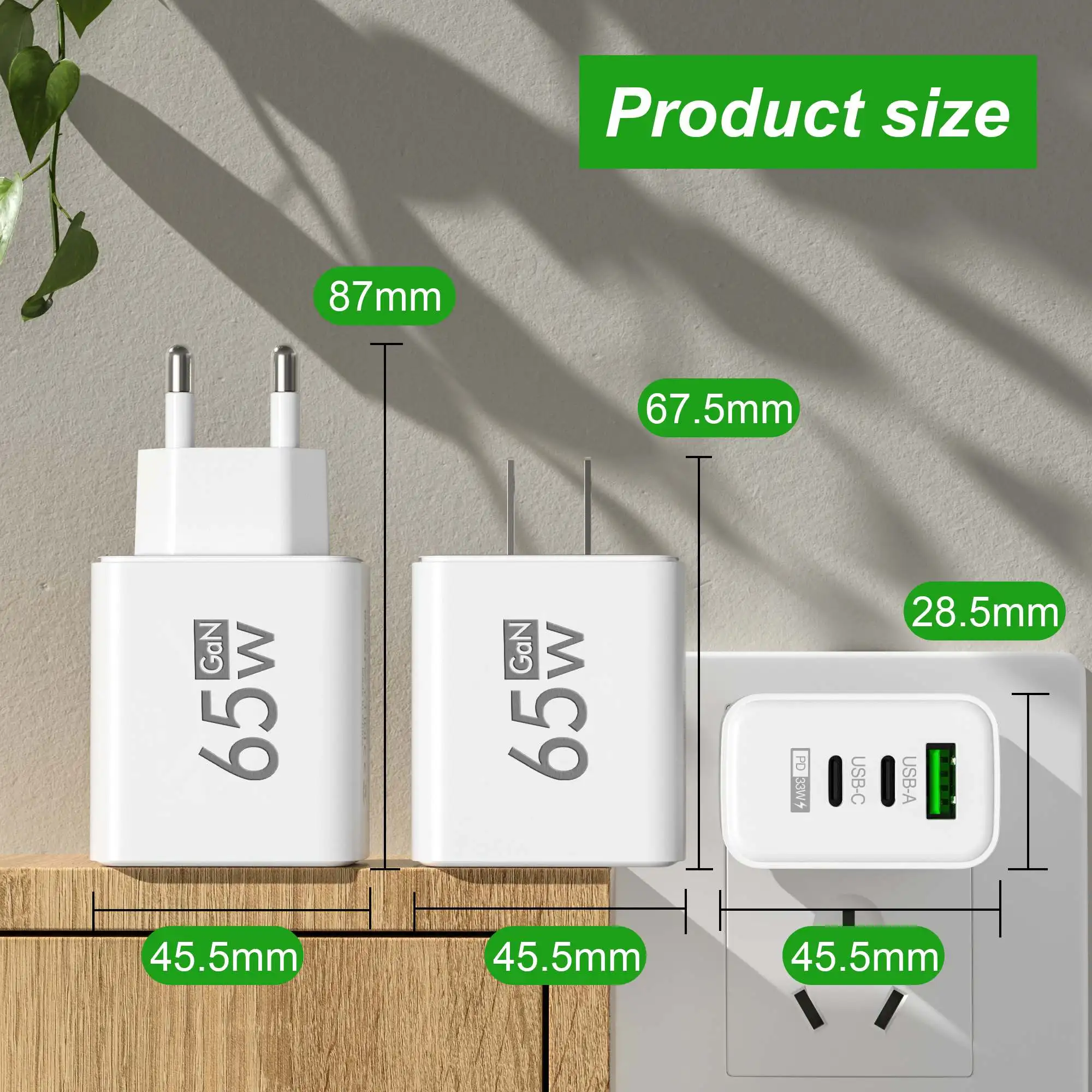 Laptop Accessories Macbook - Katlanabilir 65W GaN 3 Bağlantı Noktalı